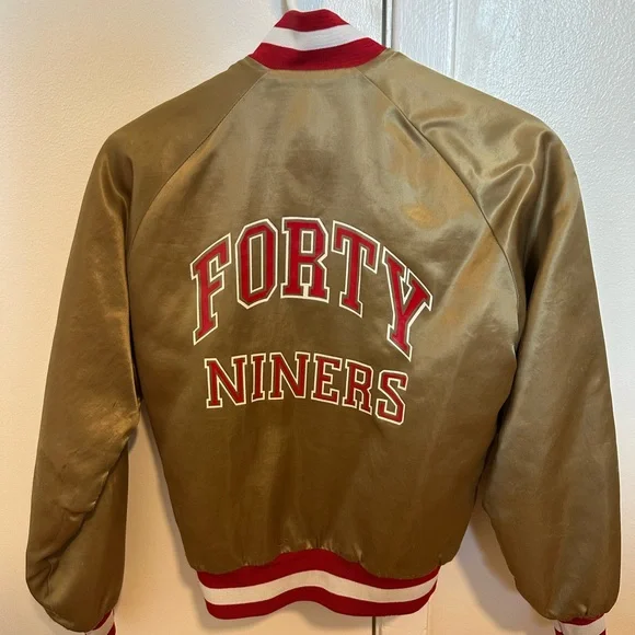Vintage Gold Satin 49ers Bomber Jacket - Picture 2 of 4